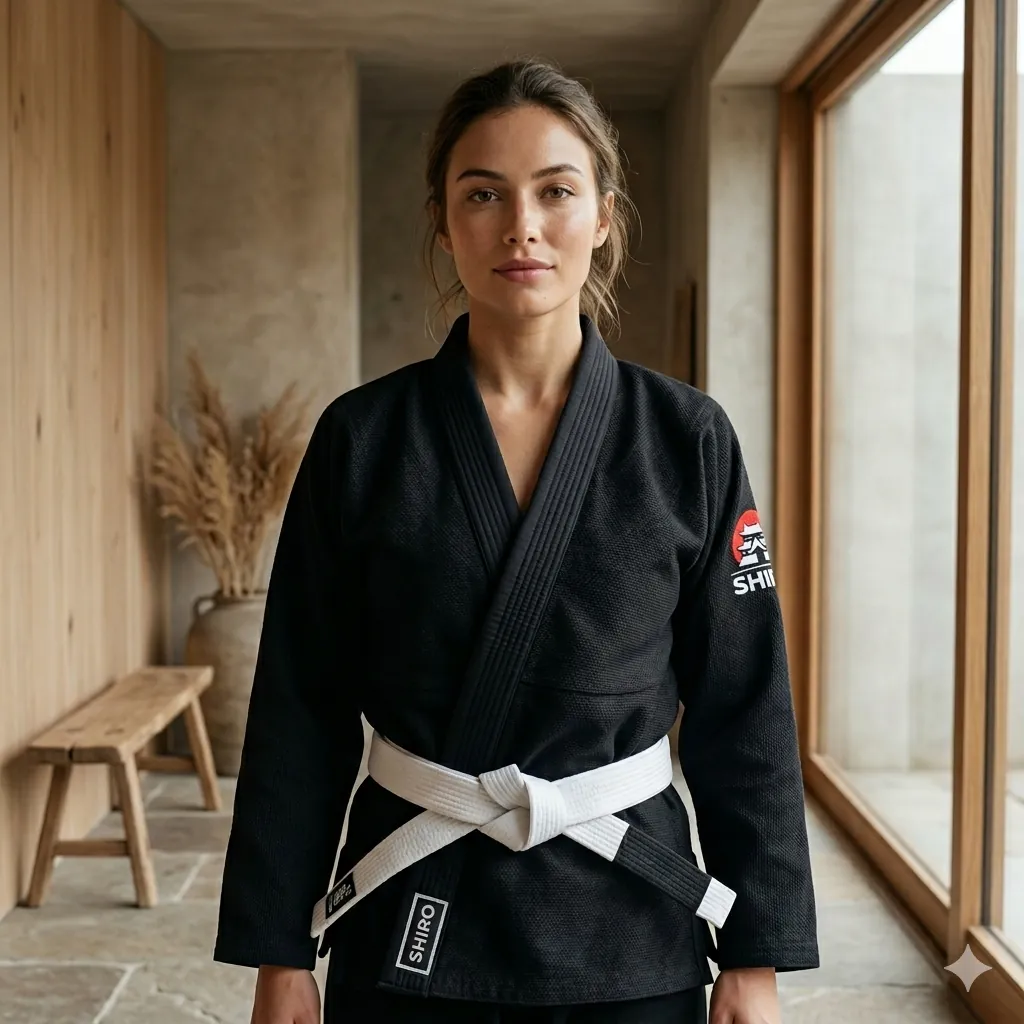 Kimono Shiro Gi Negro en modelo